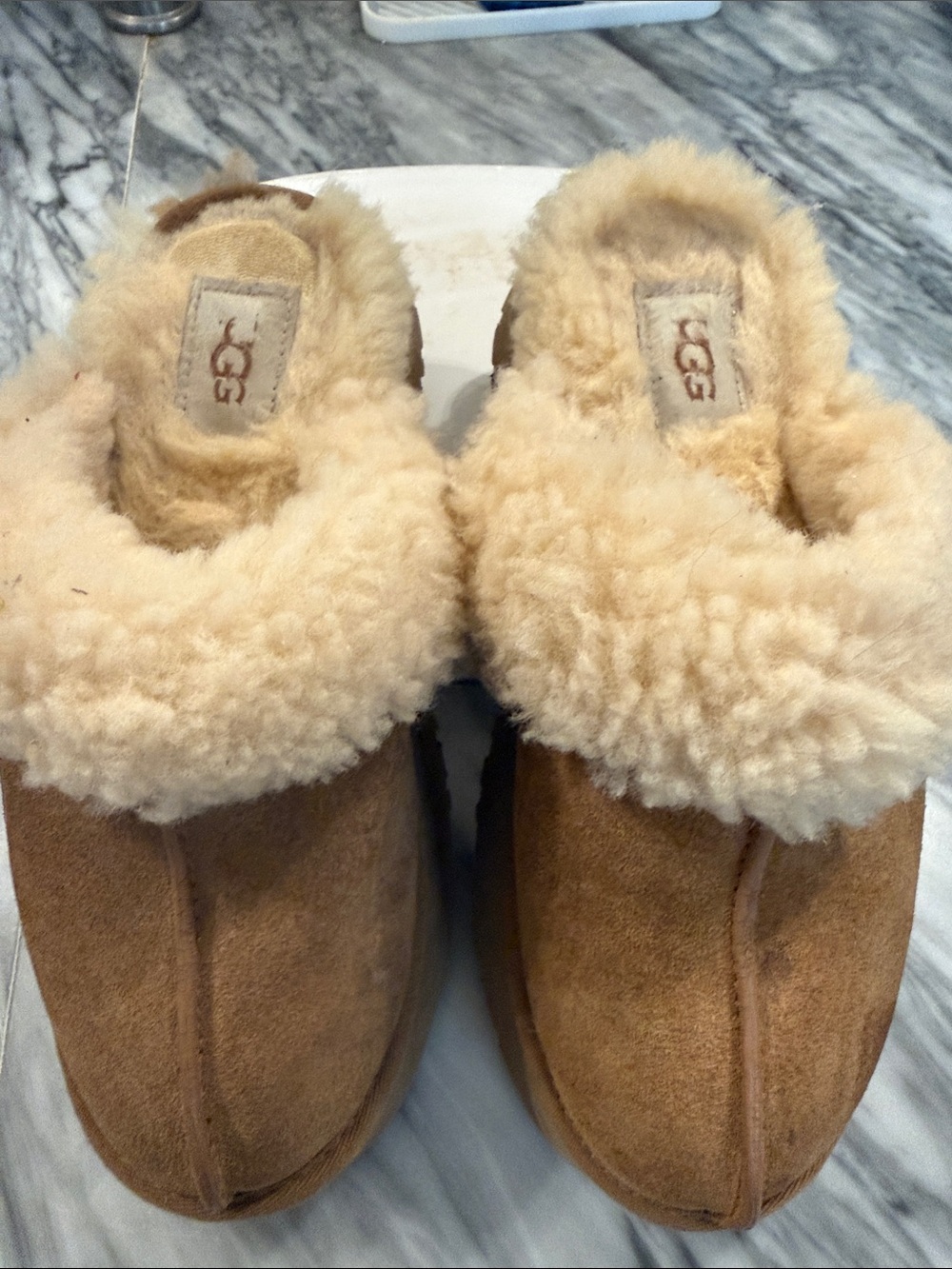 UGG Kids Chestnut Suede Shearling Clog Slippers